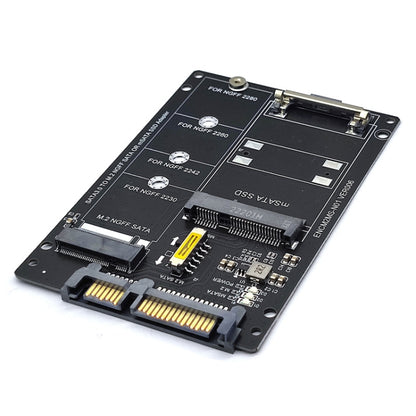 SATA 22PIN เป็น MSATA หรือ M.2 NGFF การ์ด SATA 2 ใน 1 การ์ดตัวแปลง SSD, Only Card, With SATA 22pin Cable, With USB 3.0 Cable