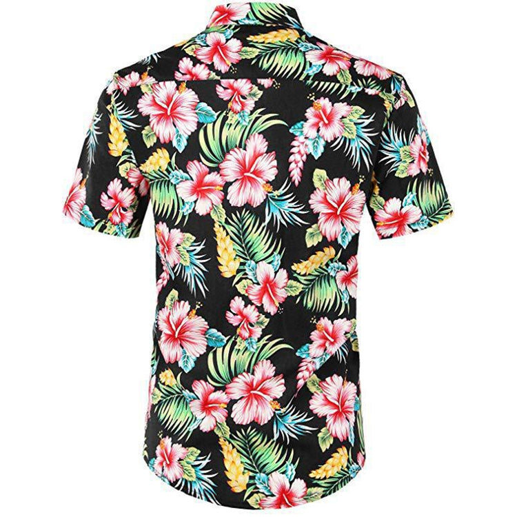 Summer Men 3D Digital Printing Beach เสื้อเชิ้ตแขนสั้นลำลอง, S, M, L, XL, XXL
