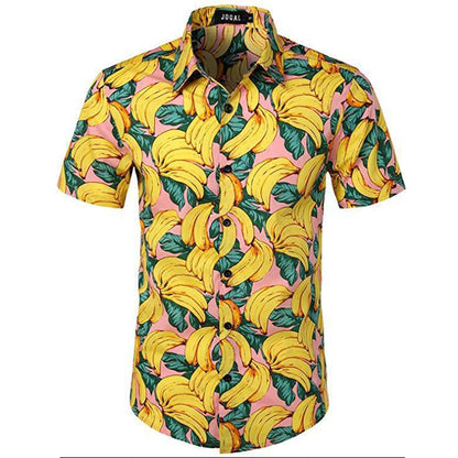 Summer Men 3D Digital Printing Beach เสื้อเชิ้ตแขนสั้นลำลอง, S, M, L, XL, XXL