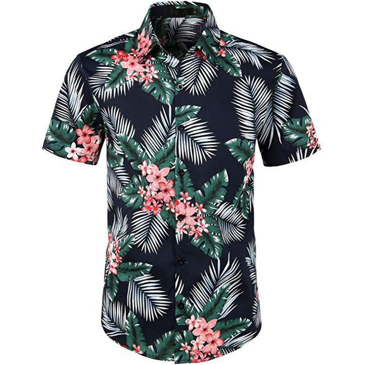 Summer Men 3D Digital Printing Beach เสื้อเชิ้ตแขนสั้นลำลอง, S, M, L, XL, XXL