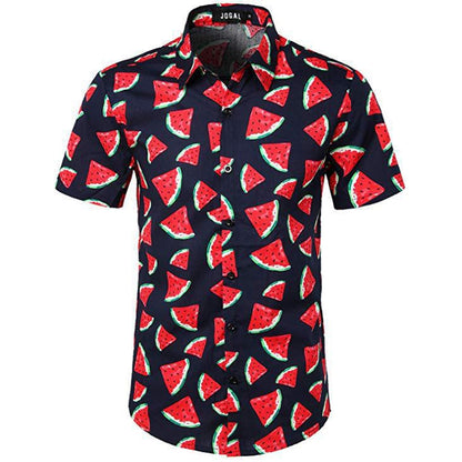Summer Men 3D Digital Printing Beach เสื้อเชิ้ตแขนสั้นลำลอง, S, M, L, XL, XXL