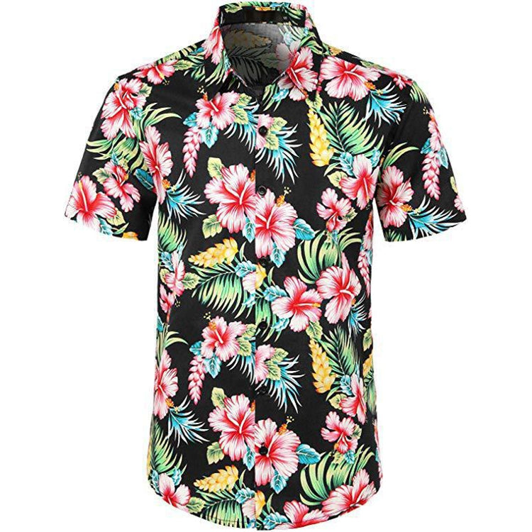 Summer Men 3D Digital Printing Beach เสื้อเชิ้ตแขนสั้นลำลอง, S, M, L, XL, XXL