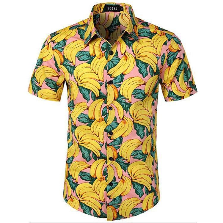 Summer Men 3D Digital Printing Beach เสื้อเชิ้ตแขนสั้นลำลอง, S, M, L, XL, XXL