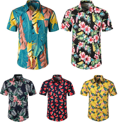 Summer Men 3D Digital Printing Beach เสื้อเชิ้ตแขนสั้นลำลอง, S, M, L, XL, XXL