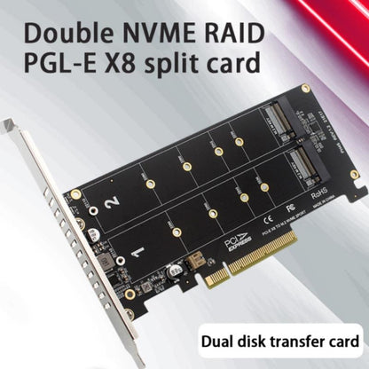 การ์ดโอนดิสก์คู่ PCI-E X8 NVME M.2 MKEY SSD RAID Array Expansion Adapter, PH45
