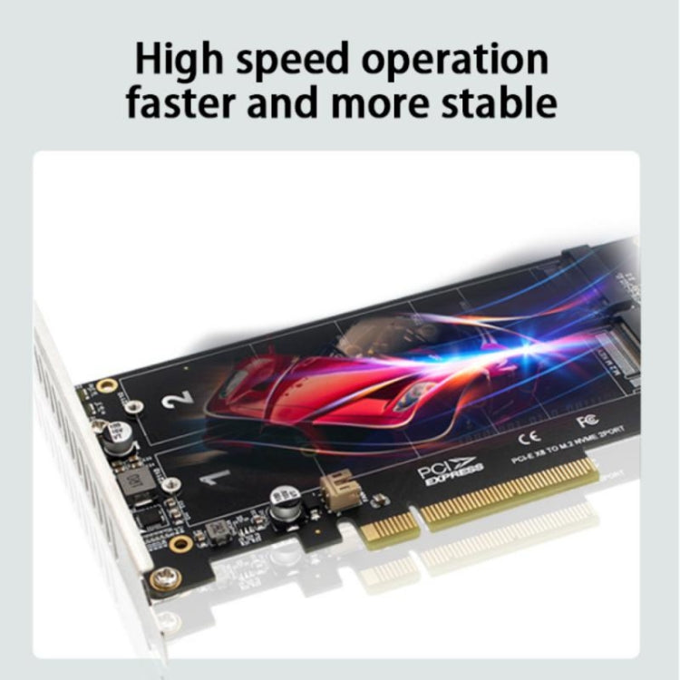 การ์ดโอนดิสก์คู่ PCI-E X8 NVME M.2 MKEY SSD RAID Array Expansion Adapter, PH45