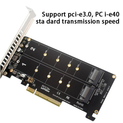 การ์ดโอนดิสก์คู่ PCI-E X8 NVME M.2 MKEY SSD RAID Array Expansion Adapter, PH45