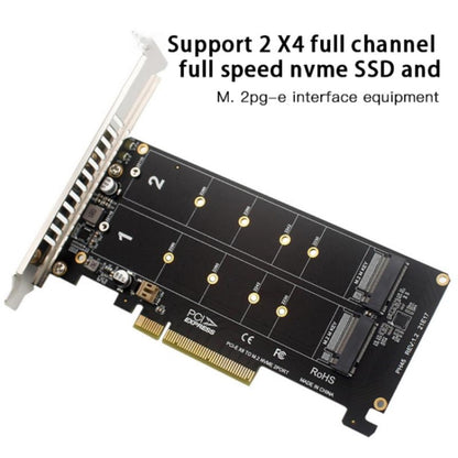 การ์ดโอนดิสก์คู่ PCI-E X8 NVME M.2 MKEY SSD RAID Array Expansion Adapter, PH45
