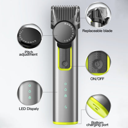 IPX5 กันน้ำผู้ชายตัดผมอเนกประสงค์ 4 ใน 1 เครื่องโกนหนวดชุดขนจมูก USB ชาร์จกด, 677 4 In 1