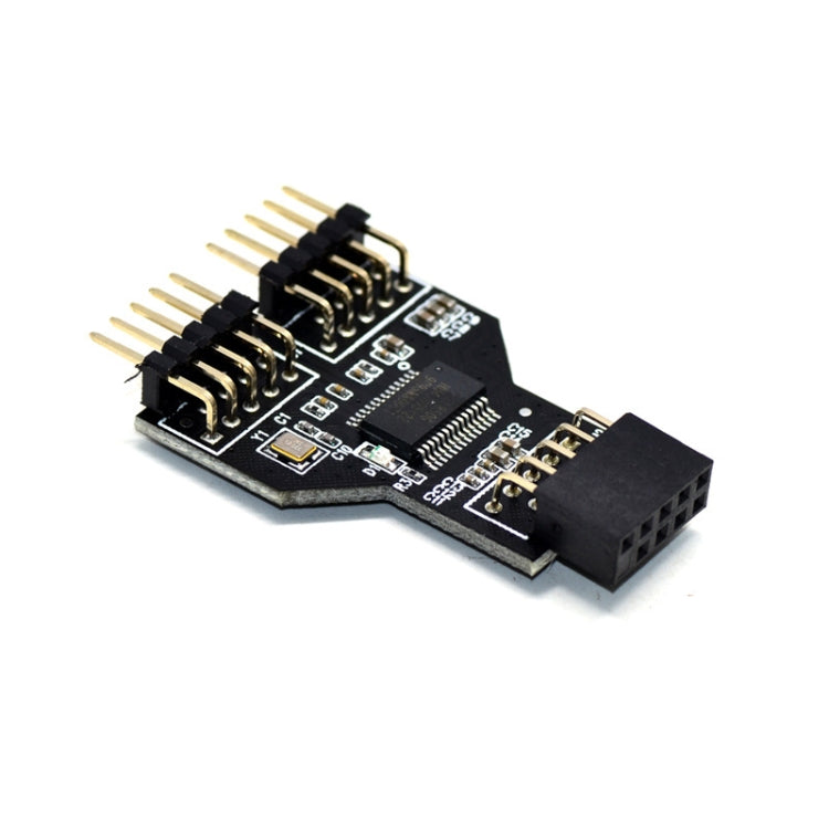 9 Pin USB Header หญิง 1 ถึง 2 ชายบอร์ด 9-Pin USB 2.0 HUB Connector Adapter, 9pin To Dual 9pin Direct Plug