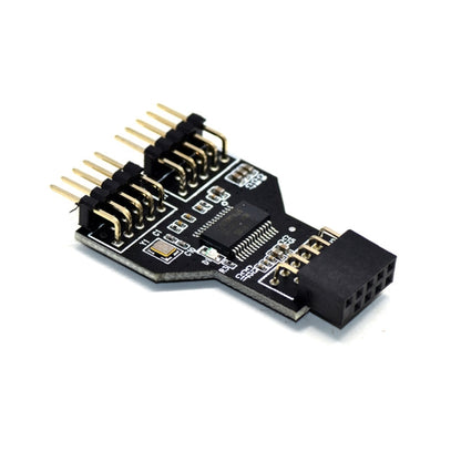 9 Pin USB Header หญิง 1 ถึง 2 ชายบอร์ด 9-Pin USB 2.0 HUB Connector Adapter, 9pin To Dual 9pin Direct Plug