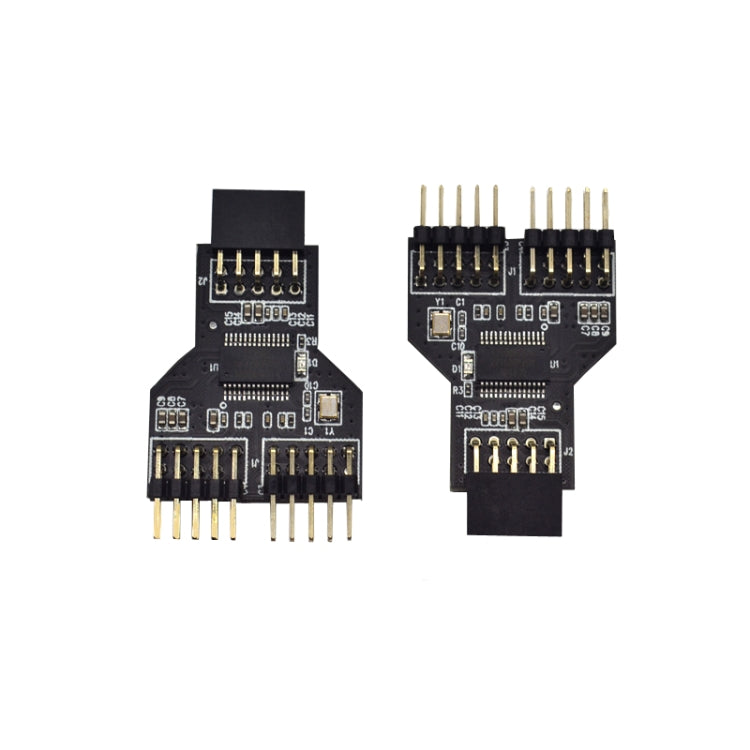 9 Pin USB Header หญิง 1 ถึง 2 ชายบอร์ด 9-Pin USB 2.0 HUB Connector Adapter, 9pin To Dual 9pin Direct Plug