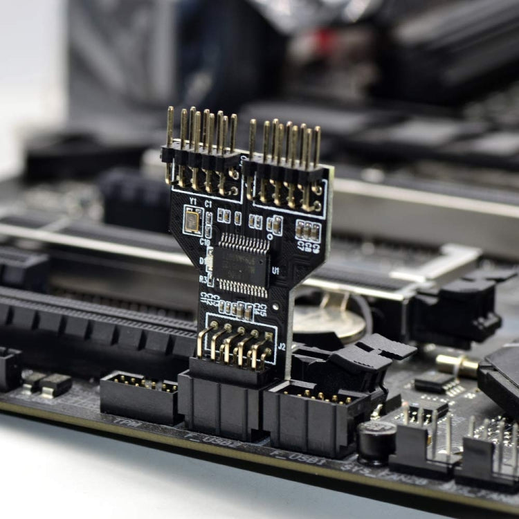 9 Pin USB Header หญิง 1 ถึง 2 ชายบอร์ด 9-Pin USB 2.0 HUB Connector Adapter, 9pin To Dual 9pin Direct Plug