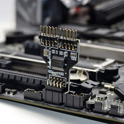 9 Pin USB Header หญิง 1 ถึง 2 ชายบอร์ด 9-Pin USB 2.0 HUB Connector Adapter, 9pin To Dual 9pin Direct Plug