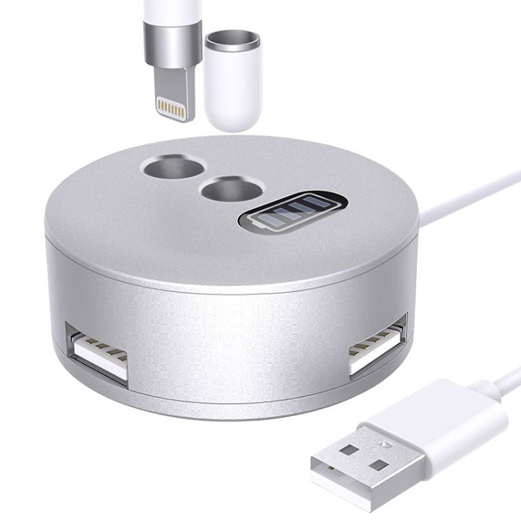 สำหรับ Apple Pencil 1 3 พอร์ต USB สำหรับชาร์จฐานอะลูมิเนียม, A48-2 Silver