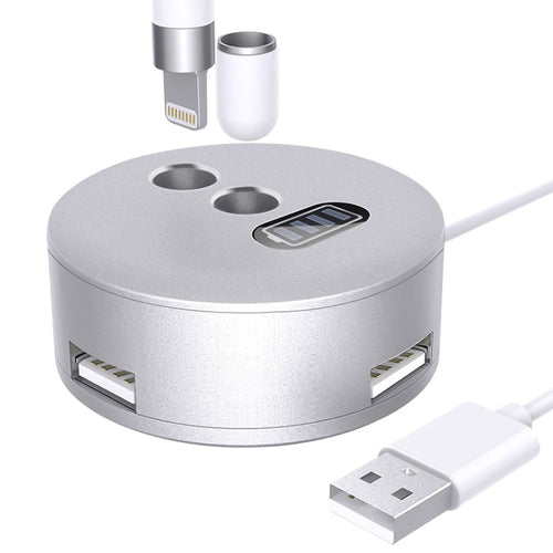 สำหรับ Apple Pencil 1 3 พอร์ต USB สำหรับชาร์จฐานอะลูมิเนียม, A48-2 Silver