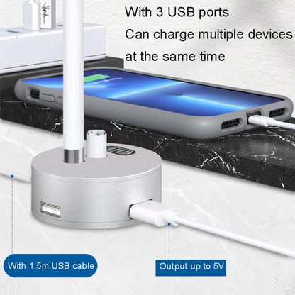 สำหรับ Apple Pencil 1 3 พอร์ต USB สำหรับชาร์จฐานอะลูมิเนียม, A48-2 Silver