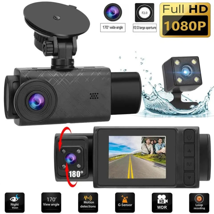 หน้าจอ 2 นิ้ว 3-Record 1080P เครื่องบันทึกการขับขี่, G12