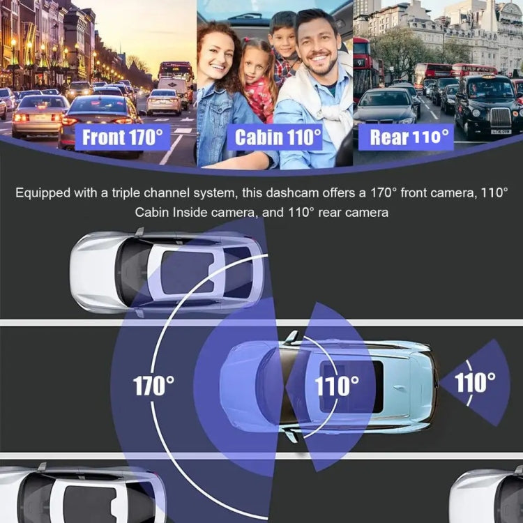 หน้าจอ 2 นิ้ว 3-Record 1080P เครื่องบันทึกการขับขี่, G12