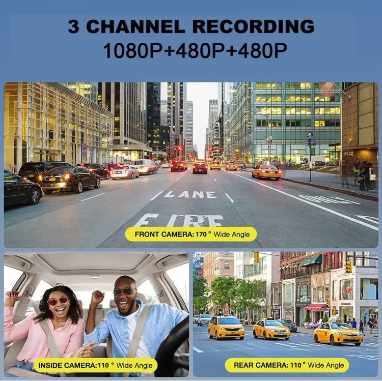 หน้าจอ 2 นิ้ว 3-Record 1080P เครื่องบันทึกการขับขี่, G12