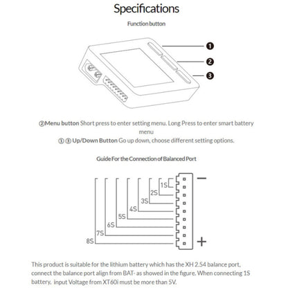 ISDT เครื่องบินรุ่นแบตเตอรี่ลิเธียม 1-8S เครื่องมือวัดจอแสดงผลไฟฟ้า, ISDT BG-8S