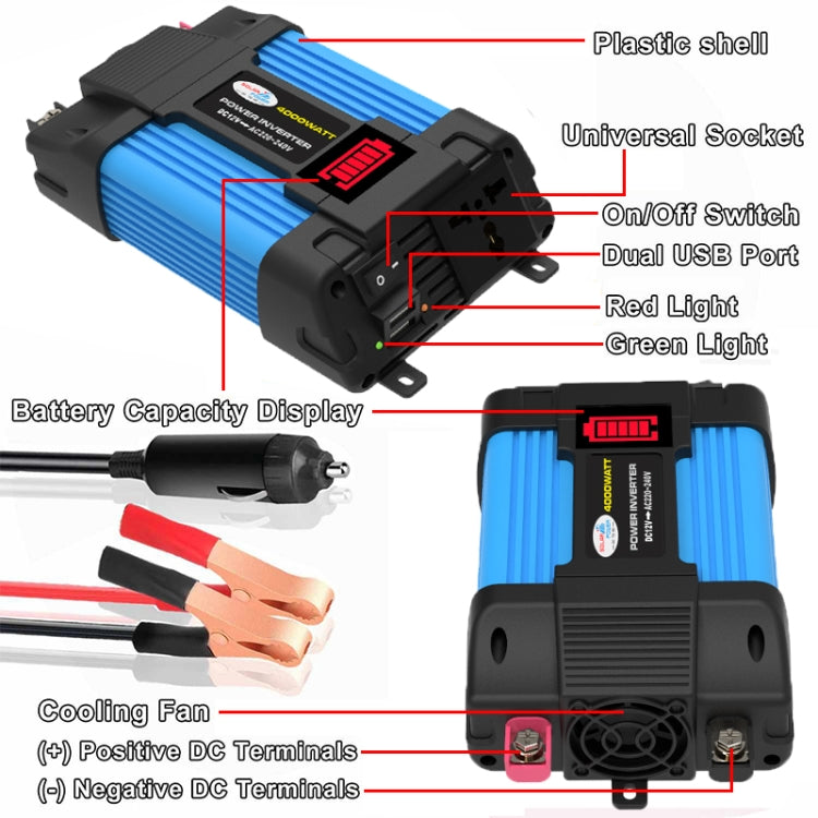 SOLIKE TECH เครื่องแปลงกระแสไฟฟ้ารถยนต์ Sine Wave Convertor อินเวอร์เตอร์อัตโนมัติ, 12V-220V 300W, 12V-110V 300W, 12V-220V 500W, 12V-110V 500W