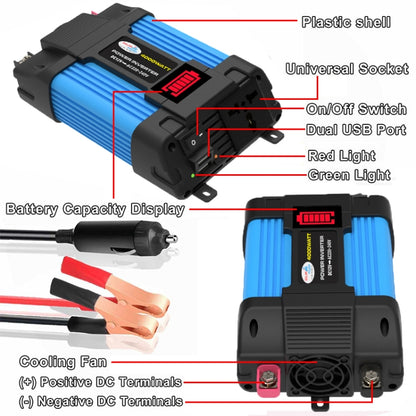 SOLIKE TECH เครื่องแปลงกระแสไฟฟ้ารถยนต์ Sine Wave Convertor อินเวอร์เตอร์อัตโนมัติ, 12V-220V 300W, 12V-110V 300W, 12V-220V 500W, 12V-110V 500W