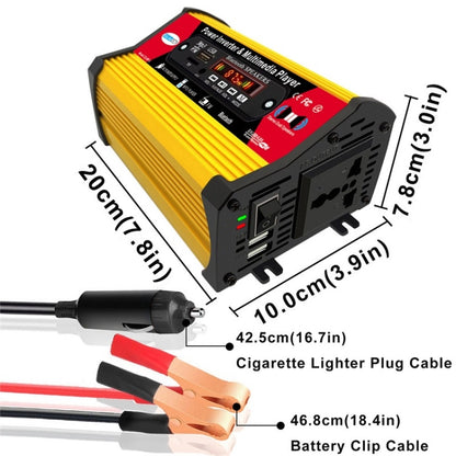 อินเวอร์เตอร์ SOLIKE TECH 300W พร้อมเครื่องเล่นมัลติมีเดีย Bluetooth MP3/FM, 12V to 110V, 12V to 220V