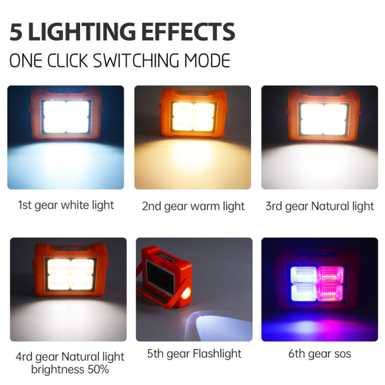 Solar Flood Light ไฟฉายแบบพกพา ไฟฉุกเฉินสำหรับทำงาน, 144 LEDs
