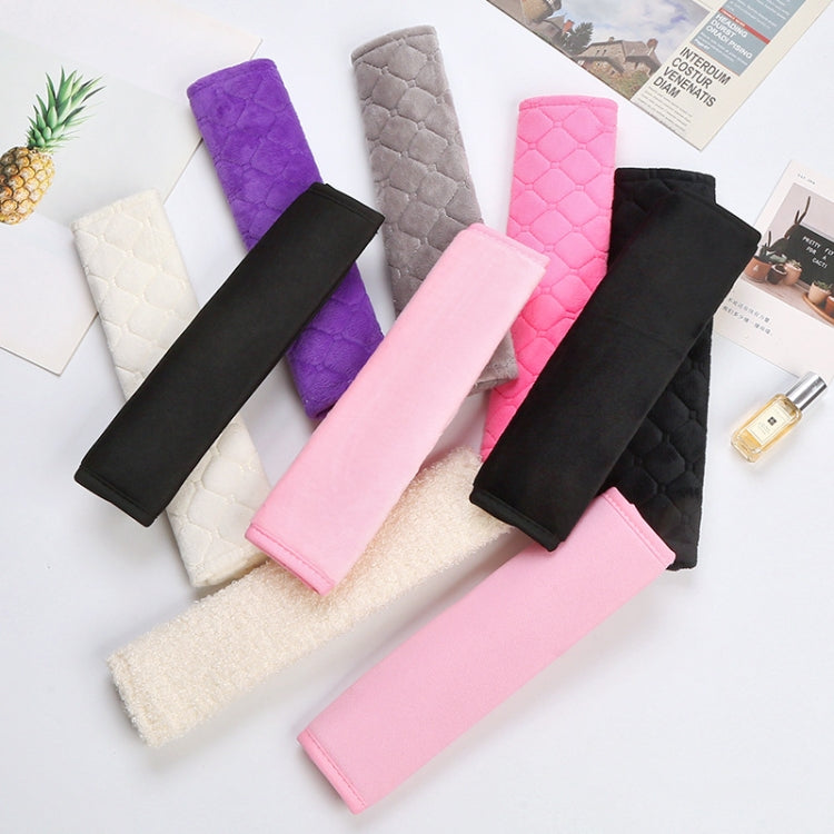 แผ่นรองไหล่ขยายนุ่มป้องกันเข็มขัดนิรภัยรถยนต์, Black Ice Silk, Black Plush, Black Square, Purple Square, Rose Red Square, Beige Square, Milky White Plush, Grey