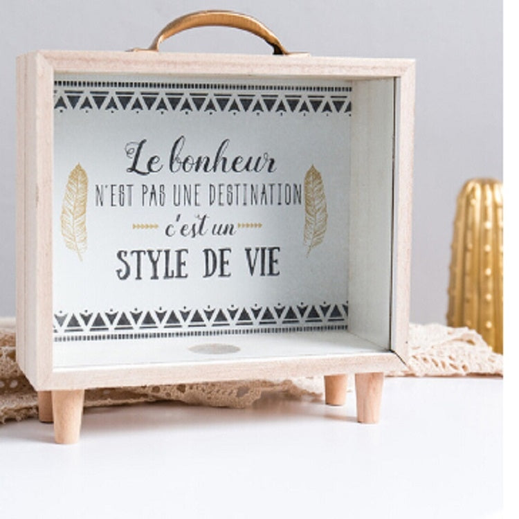 สร้างสรรค์ไม้ศิลปะสด Piggy Bank ห้องนอนเดสก์ท็อปตกแต่งเครื่องประดับ Sundries กล่อง, Handle Wooden Storage Box - A, Handle Wooden Storage Box - B, Wooden Storage Box - A, Wooden Storage Box -B