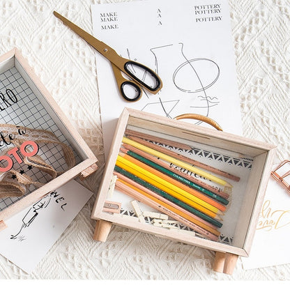 สร้างสรรค์ไม้ศิลปะสด Piggy Bank ห้องนอนเดสก์ท็อปตกแต่งเครื่องประดับ Sundries กล่อง, Handle Wooden Storage Box - A, Handle Wooden Storage Box - B, Wooden Storage Box - A, Wooden Storage Box -B