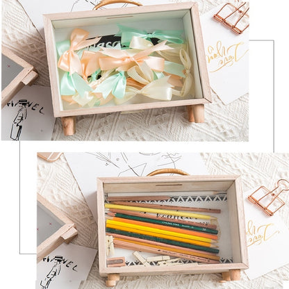 สร้างสรรค์ไม้ศิลปะสด Piggy Bank ห้องนอนเดสก์ท็อปตกแต่งเครื่องประดับ Sundries กล่อง, Handle Wooden Storage Box - A, Handle Wooden Storage Box - B, Wooden Storage Box - A, Wooden Storage Box -B
