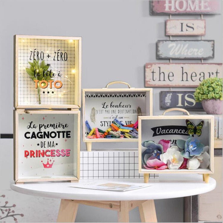 สร้างสรรค์ไม้ศิลปะสด Piggy Bank ห้องนอนเดสก์ท็อปตกแต่งเครื่องประดับ Sundries กล่อง, Handle Wooden Storage Box - A, Handle Wooden Storage Box - B, Wooden Storage Box - A, Wooden Storage Box -B