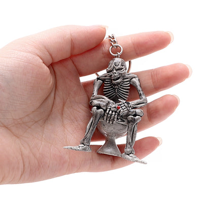 พวงกุญแจรถ สุขากะโหลก พวงกุญแจ Cool Purse Bag Decor Key Chain Rubber Mini Auto Keyfob Car Styling Interior Accessories, Skull Shape