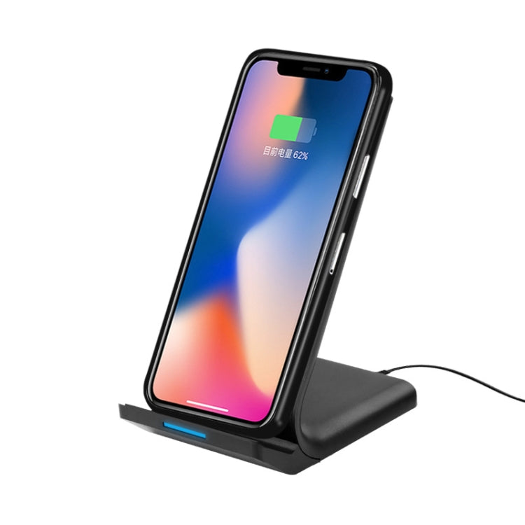 R2 10W โทรศัพท์มือถือแนวตั้งเครื่องชาร์จไร้สาย Smart Fast Charge แท่นชาร์จขาตั้งเดสก์ท็อป, R2 (Black)