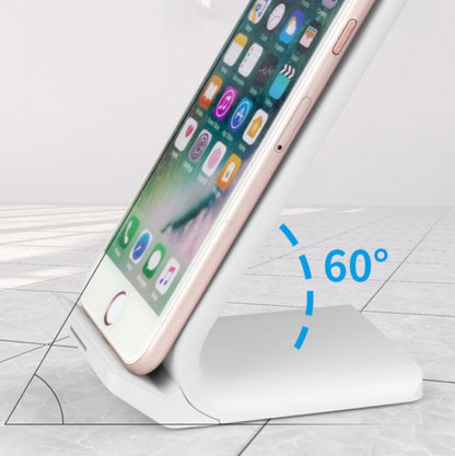 R2 10W โทรศัพท์มือถือแนวตั้งเครื่องชาร์จไร้สาย Smart Fast Charge แท่นชาร์จขาตั้งเดสก์ท็อป, R2 (Black)
