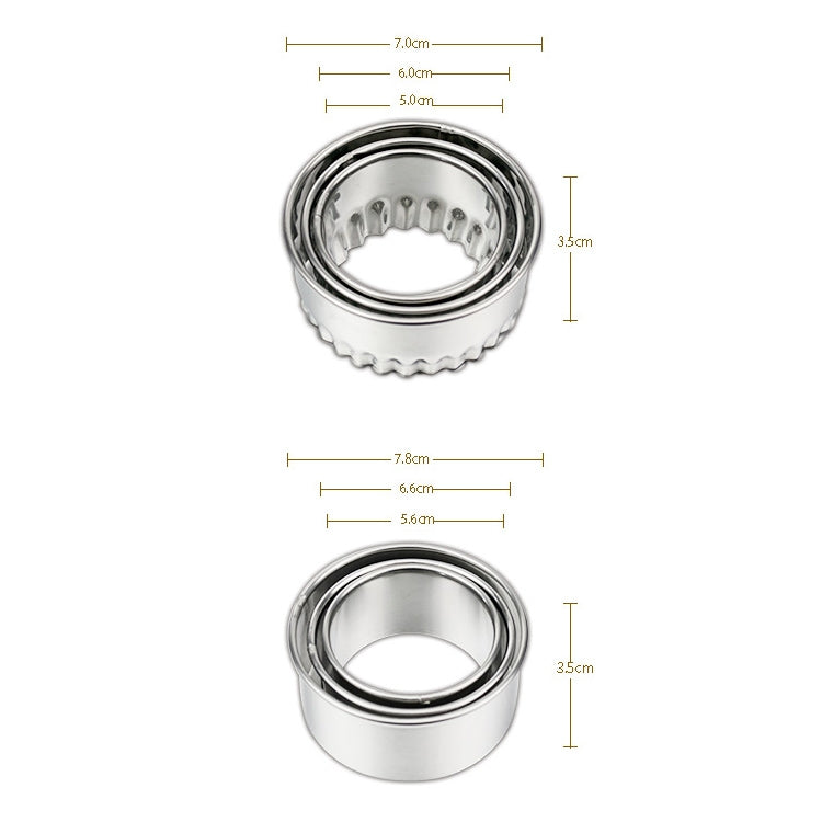3 ชิ้น/เซ็ตสแตนเลสรอบเกี๊ยวห่อแม่พิมพ์ชุดเครื่องตัด Maker เครื่องมือ, Circular, Sawtooth