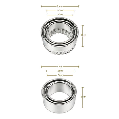 3 ชิ้น/เซ็ตสแตนเลสรอบเกี๊ยวห่อแม่พิมพ์ชุดเครื่องตัด Maker เครื่องมือ, Circular, Sawtooth