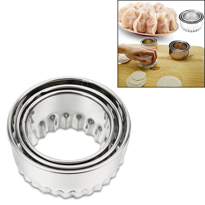 3 ชิ้น/เซ็ตสแตนเลสรอบเกี๊ยวห่อแม่พิมพ์ชุดเครื่องตัด Maker เครื่องมือ, Circular, Sawtooth