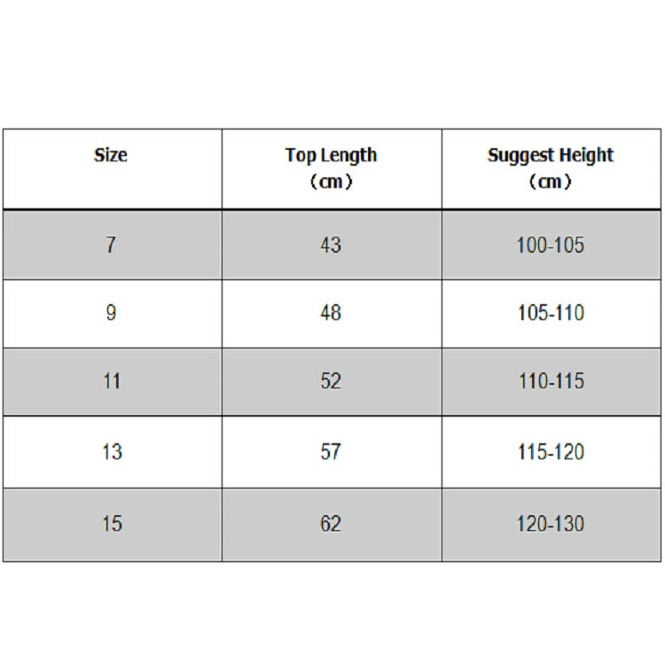 ฤดูใบไม้ร่วงสาวหลวมจดหมายเสื้อแขนยาวกระโปรงเสื้อ, Size 7（100-105cm）, Size 9（105-110cm）, Size 11（110-115cm）, Size 13（115-120cm）, Size15（120-130cm）