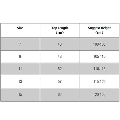 ฤดูใบไม้ร่วงสาวหลวมจดหมายเสื้อแขนยาวกระโปรงเสื้อ, Size 7（100-105cm）, Size 9（105-110cm）, Size 11（110-115cm）, Size 13（115-120cm）, Size15（120-130cm）