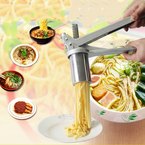 เครื่องพาสต้าสแตนเลสในครัวเรือนเครื่องพาสต้าด้วยตนเองขนาดเล็กเครื่องก๋วยเตี๋ยวมัลติฟังก์ชั่น, Noodle Machine + 7 PCS Mould