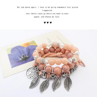 สร้อยข้อมือลูกปัดหินอ่อนชาติพันธุ์วินเทจ Boho กำไลข้อมือสร้อยข้อมือ