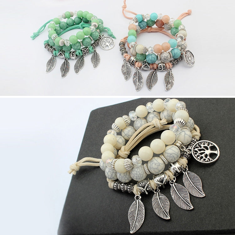 สร้อยข้อมือลูกปัดหินอ่อนชาติพันธุ์วินเทจ Boho กำไลข้อมือสร้อยข้อมือ