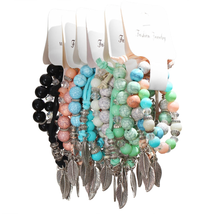 สร้อยข้อมือลูกปัดหินอ่อนชาติพันธุ์วินเทจ Boho กำไลข้อมือสร้อยข้อมือ
