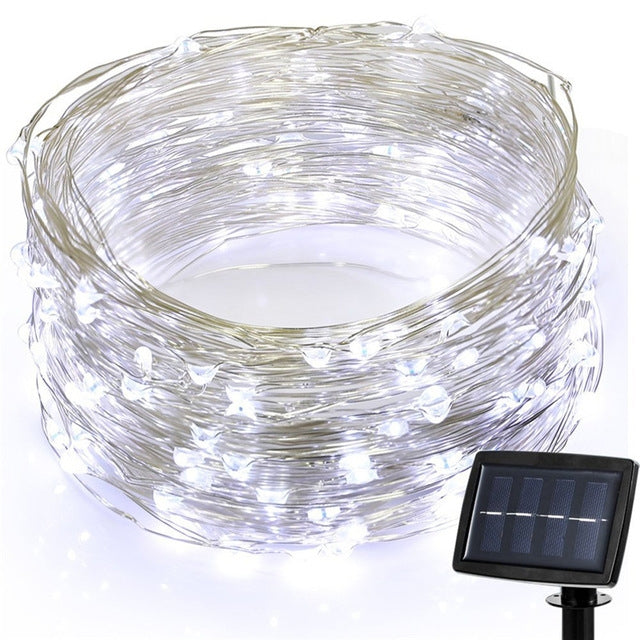 22m 200 LEDs พลังงานแสงอาทิตย์บ้านสวนทองแดงสายไฟ Fairy แสงกลางแจ้ง Christmas Party Decor Strip โคมไฟ 8 โหมด