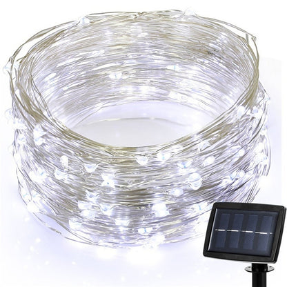22m 200 LEDs พลังงานแสงอาทิตย์บ้านสวนทองแดงสายไฟ Fairy แสงกลางแจ้ง Christmas Party Decor Strip โคมไฟ 8 โหมด