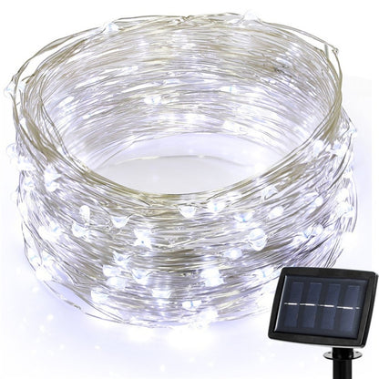 22m 200 LEDs พลังงานแสงอาทิตย์บ้านสวนทองแดงสายไฟ Fairy แสงกลางแจ้ง Christmas Party Decor Strip โคมไฟ 8 โหมด