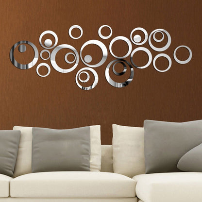 24 ชิ้น 3D DIY วงกลมตกแต่งกระจกสติ๊กเกอร์ติดผนังสำหรับพื้นหลังทีวีตกแต่งบ้านอะคริลิคตกแต่ง Wall Art